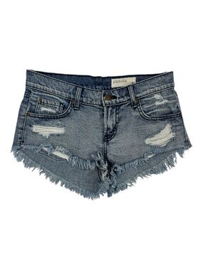 Pistola "Gigi" low-rise distressed denim cut-off Micro shorts SZ S